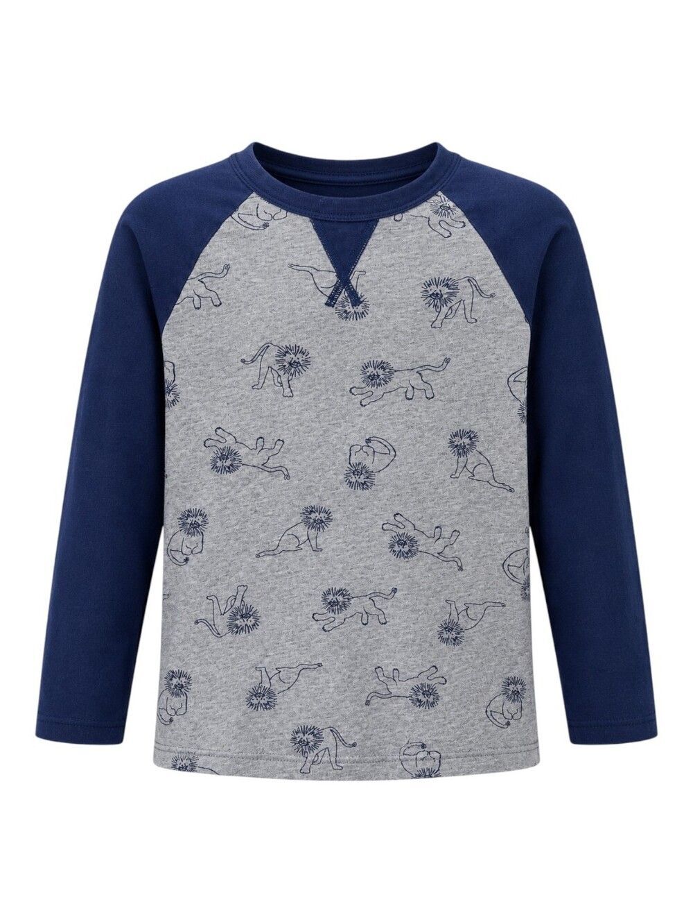 Hanna Andersson Kids Long Sleeve Navy Blue Gray Lion Tshirt Boys Size Medium 8